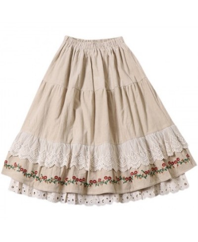 Autumn Winter Skirts Women Sweet Embroidered Fairy Lolita Layers Princess Skirt 115008 $88.24 - Skirts