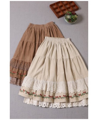 Autumn Winter Skirts Women Sweet Embroidered Fairy Lolita Layers Princess Skirt 115008 $88.24 - Skirts