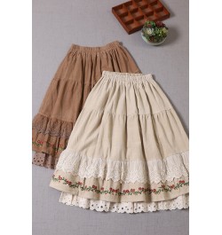 Autumn Winter Skirts Women Sweet Embroidered Fairy Lolita Layers Princess Skirt 115008 $88.24 - Skirts