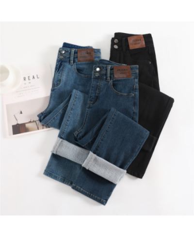 Winter Harajuku Jean Women Velvet High Waist Skinny Trousers Casual Fleece Thick Warm Slim Fit Stretch Ladies Denim Pencil $4...