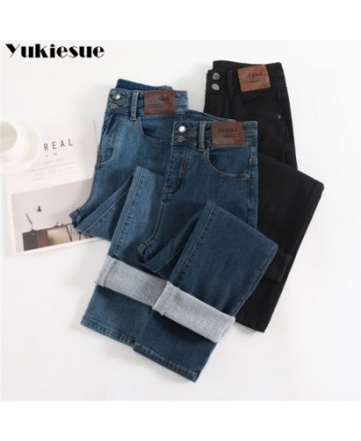 Winter Harajuku Jean Women Velvet High Waist Skinny Trousers Casual Fleece Thick Warm Slim Fit Stretch Ladies Denim Pencil $4...