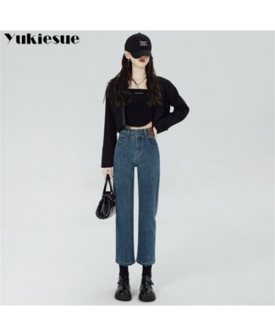 Winter Harajuku Jean Women Velvet High Waist Skinny Trousers Casual Fleece Thick Warm Slim Fit Stretch Ladies Denim Pencil $4...