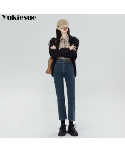 Winter Harajuku Jean Women Velvet High Waist Skinny Trousers Casual Fleece Thick Warm Slim Fit Stretch Ladies Denim Pencil $4...