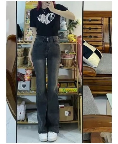 European And American Retro Brown Jeans Women's Spring And Autumn High-waisted Straight-leg Loose And Thin Wide-leg Pants $35...