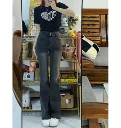 European And American Retro Brown Jeans Women's Spring And Autumn High-waisted Straight-leg Loose And Thin Wide-leg Pants $35...