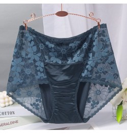 BS70 Sexy Intimates High Waist Silk Women Panties Transparent Flower Lace Satin Briefs Seamless Female Underwear Plus Size 3X...