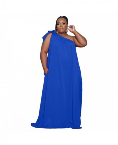 Plus Size Summer Long Dresses for Women 2023 Solid Color Casual Loose Dress Sexy One Shoulder Sleeveless Wholesale $40.30 - P...