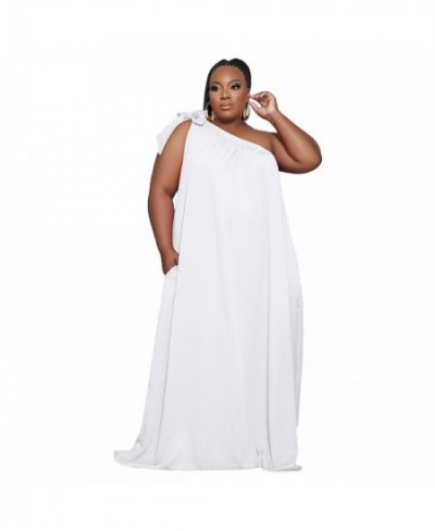 Plus Size Summer Long Dresses for Women 2023 Solid Color Casual Loose Dress Sexy One Shoulder Sleeveless Wholesale $40.30 - P...