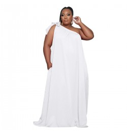 Plus Size Summer Long Dresses for Women 2023 Solid Color Casual Loose Dress Sexy One Shoulder Sleeveless Wholesale $40.30 - P...