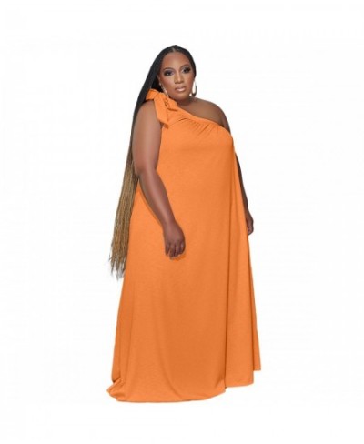 Plus Size Summer Long Dresses for Women 2023 Solid Color Casual Loose Dress Sexy One Shoulder Sleeveless Wholesale $40.30 - P...