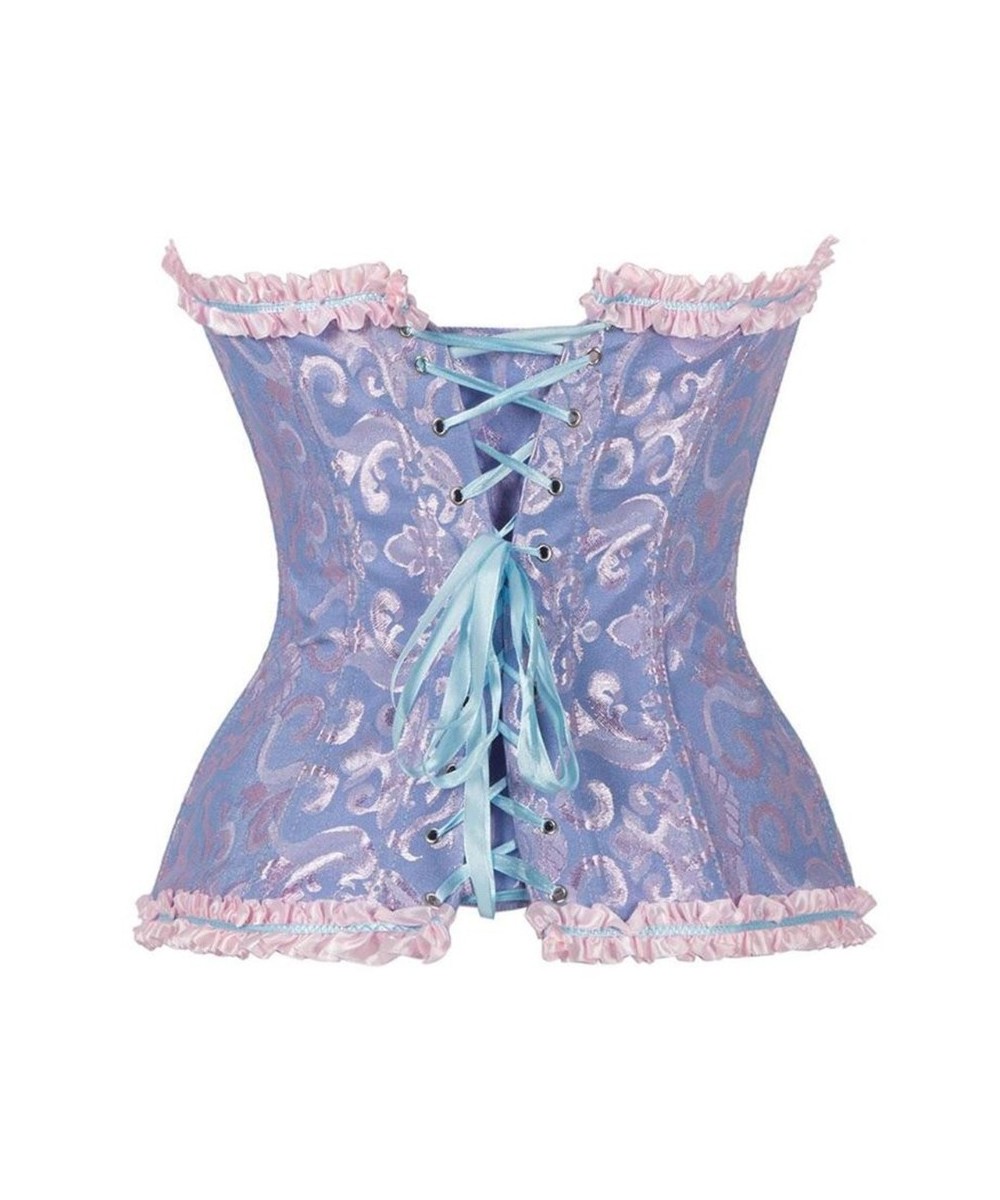 Women Vintage Ruffles Lace Corset Bustier Top Lace-Up Jacquard Floral Overbust Boned Waist Cincher Body Shaper Underwear $33....