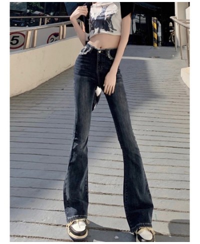 Blue Jeans Woman High Waisted Boot Cut Denim Pants Full Length Streetwear Y2K Fashion 2023 Spring Vintage Crimping $55.77 - J...