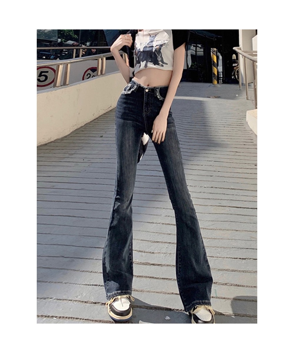 Blue Jeans Woman High Waisted Boot Cut Denim Pants Full Length Streetwear Y2K Fashion 2023 Spring Vintage Crimping $55.77 - J...