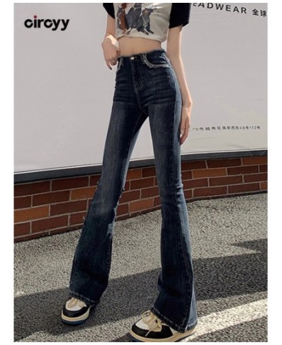 Blue Jeans Woman High Waisted Boot Cut Denim Pants Full Length Streetwear Y2K Fashion 2023 Spring Vintage Crimping $55.77 - J...