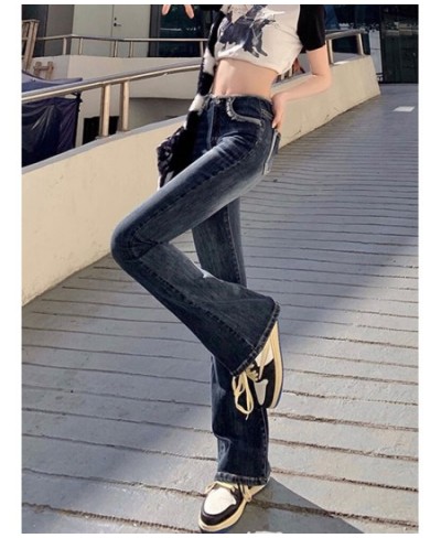 Blue Jeans Woman High Waisted Boot Cut Denim Pants Full Length Streetwear Y2K Fashion 2023 Spring Vintage Crimping $55.77 - J...