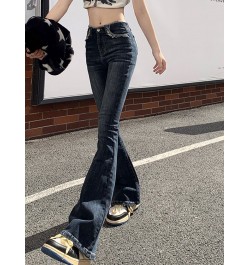 Blue Jeans Woman High Waisted Boot Cut Denim Pants Full Length Streetwear Y2K Fashion 2023 Spring Vintage Crimping $55.77 - J...