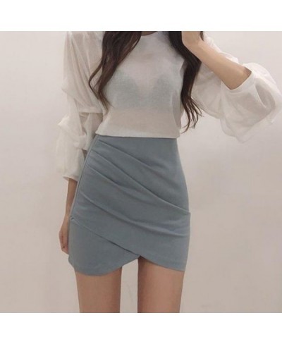 Skirt Design Female irregular Ladies Skirt High Waist Solid Color Womens Mini Skirt Sexy Clubwear Cross Skirt Summer Autumn $...