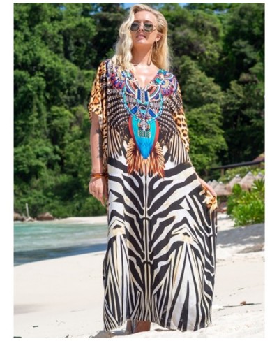 Kaftans for Women New 2022 Printed Bohemian Beach Dresses Maxi Robe Bathing Suits Seaside Holiday Beachwear Sales $39.00 - Sw...