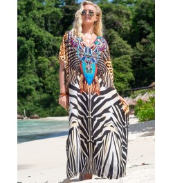 Kaftans for Women New 2022 Printed Bohemian Beach Dresses Maxi Robe Bathing Suits Seaside Holiday Beachwear Sales $39.00 - Sw...