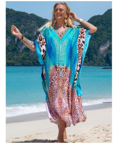 Kaftans for Women New 2022 Printed Bohemian Beach Dresses Maxi Robe Bathing Suits Seaside Holiday Beachwear Sales $39.00 - Sw...