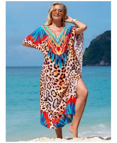 Kaftans for Women New 2022 Printed Bohemian Beach Dresses Maxi Robe Bathing Suits Seaside Holiday Beachwear Sales $39.00 - Sw...