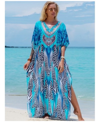 Kaftans for Women New 2022 Printed Bohemian Beach Dresses Maxi Robe Bathing Suits Seaside Holiday Beachwear Sales $39.00 - Sw...