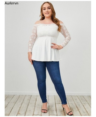 Plus Size Tops Solid White Women's Tunic Casual Elegant Sexy Off The Shoulder Lace Sleeve Fashion Woman T-shirts 2022 Summer ...
