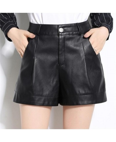 Spring Autumn Women Shorts Korea Style Big Size Sexy Short Pants Mid Waist PU Leather Shorts Black Casual OL Pants $41.02 - B...