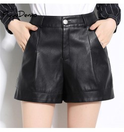 Spring Autumn Women Shorts Korea Style Big Size Sexy Short Pants Mid Waist PU Leather Shorts Black Casual OL Pants $41.02 - B...