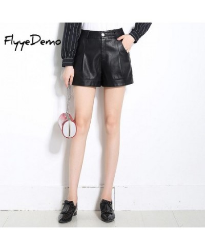 Spring Autumn Women Shorts Korea Style Big Size Sexy Short Pants Mid Waist PU Leather Shorts Black Casual OL Pants $41.02 - B...