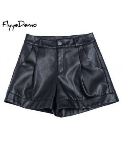 Spring Autumn Women Shorts Korea Style Big Size Sexy Short Pants Mid Waist PU Leather Shorts Black Casual OL Pants $41.02 - B...