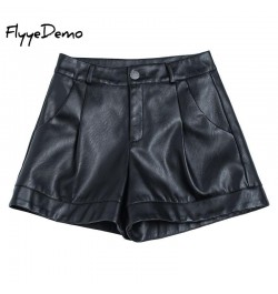 Spring Autumn Women Shorts Korea Style Big Size Sexy Short Pants Mid Waist PU Leather Shorts Black Casual OL Pants $41.02 - B...