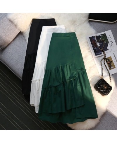 Irregular Skirt Women's Medium Length Summer 2022 A-line High Waist Lotus Leaf Side Long Skirts Female Retro $43.89 - Bottoms