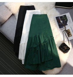 Irregular Skirt Women's Medium Length Summer 2022 A-line High Waist Lotus Leaf Side Long Skirts Female Retro $43.89 - Bottoms