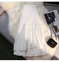 Irregular Skirt Women's Medium Length Summer 2022 A-line High Waist Lotus Leaf Side Long Skirts Female Retro $43.89 - Bottoms