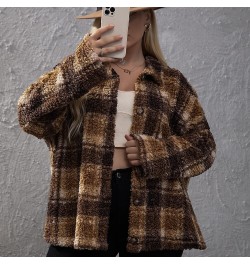 New European and American Women's Plus Size Retro Double-sided Velvet Coat Loose Plaid Button Long-sleeved Coat Large Size To...