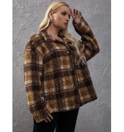 New European and American Women's Plus Size Retro Double-sided Velvet Coat Loose Plaid Button Long-sleeved Coat Large Size To...