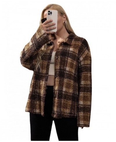 New European and American Women's Plus Size Retro Double-sided Velvet Coat Loose Plaid Button Long-sleeved Coat Large Size To...