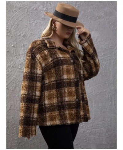 New European and American Women's Plus Size Retro Double-sided Velvet Coat Loose Plaid Button Long-sleeved Coat Large Size To...