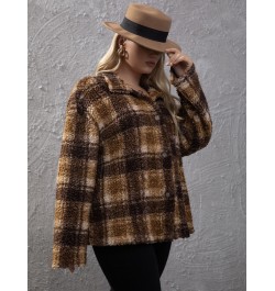 New European and American Women's Plus Size Retro Double-sided Velvet Coat Loose Plaid Button Long-sleeved Coat Large Size To...