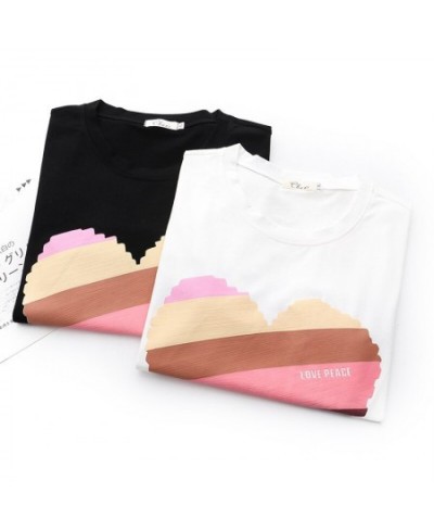 Plus Size Basic T-Shirt Women 2023 Summer Cotton Colorful Love Heart Offset Printed O-Neck Tees Short Sleeve Tops Curve Cloth...