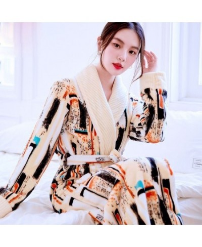 Women Robes Winter Warm Coral Fleece Nightdress Sleepwear Female Pajamas Home Clothes Floral Dressing Gron Kimono Hotel $31.0...