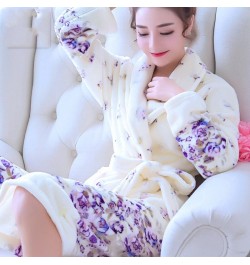 Women Robes Winter Warm Coral Fleece Nightdress Sleepwear Female Pajamas Home Clothes Floral Dressing Gron Kimono Hotel $31.0...