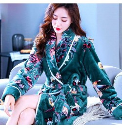 Women Robes Winter Warm Coral Fleece Nightdress Sleepwear Female Pajamas Home Clothes Floral Dressing Gron Kimono Hotel $31.0...