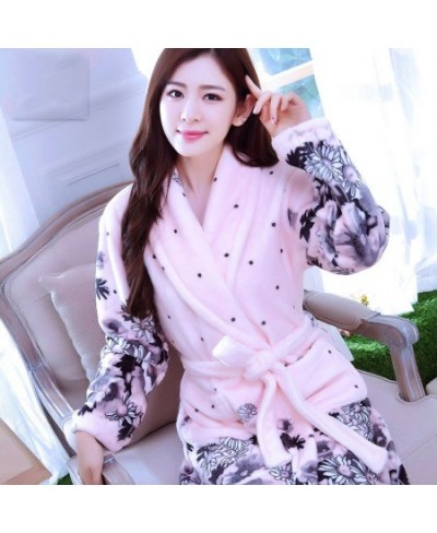 Women Robes Winter Warm Coral Fleece Nightdress Sleepwear Female Pajamas Home Clothes Floral Dressing Gron Kimono Hotel $31.0...