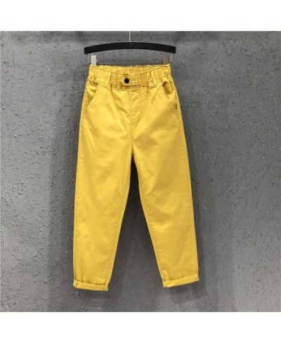 Summer Women's Harem Pants All-matched Casual Cotton Denim Capri Pants Elastic Waist Yellow White Jeans Plus 5XL 6XL $48.21 -...