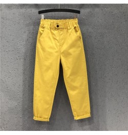 Summer Women's Harem Pants All-matched Casual Cotton Denim Capri Pants Elastic Waist Yellow White Jeans Plus 5XL 6XL $48.21 -...