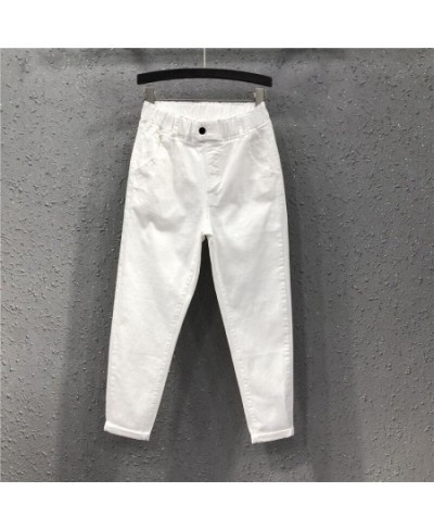 Summer Women's Harem Pants All-matched Casual Cotton Denim Capri Pants Elastic Waist Yellow White Jeans Plus 5XL 6XL $48.21 -...