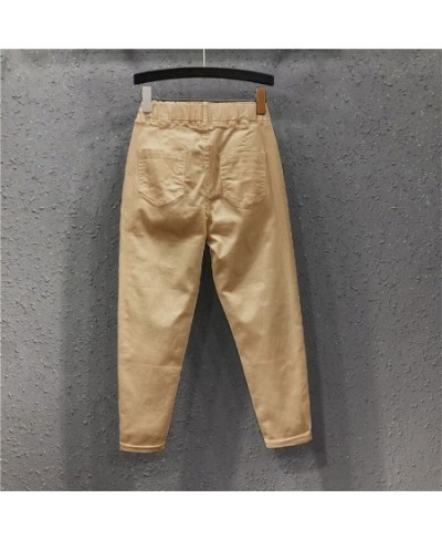 Summer Women's Harem Pants All-matched Casual Cotton Denim Capri Pants Elastic Waist Yellow White Jeans Plus 5XL 6XL $48.21 -...