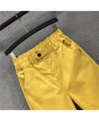 Summer Women's Harem Pants All-matched Casual Cotton Denim Capri Pants Elastic Waist Yellow White Jeans Plus 5XL 6XL $48.21 -...